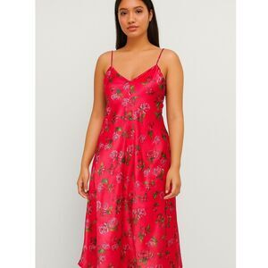 Cruz PINK FLORAL satin nightgown/ midi dress SIZE MEDIUM